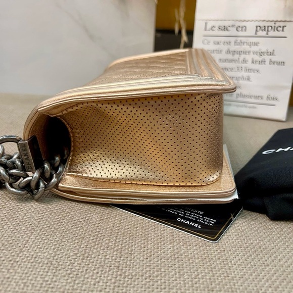 Chanel Medium Boy Flap Perforated Quilted Gold - Picture 8 of 11